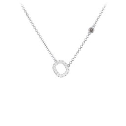 Pavé O Initial Necklace with Satellite Gemstone