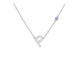 Pavé P Initial Necklace with Satellite Gemstone