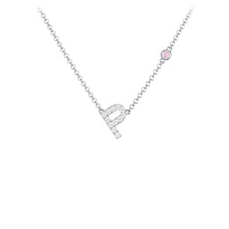 Pavé P Initial Necklace with Satellite Gemstone