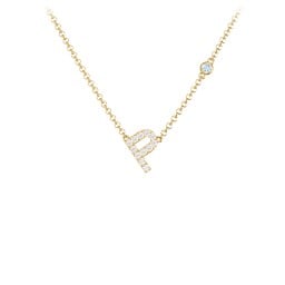 Pavé P Initial Necklace with Satellite Gemstone