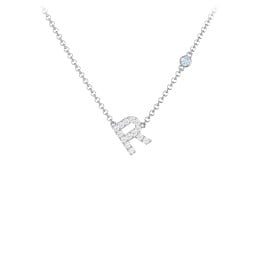 Pavé R Initial Necklace with Satellite Gemstone