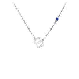Pavé S Initial Necklace with Satellite Gemstone