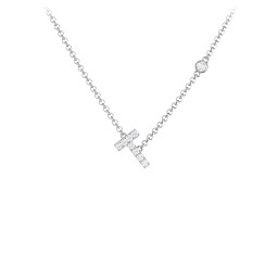 Pavé T Initial Necklace with Satellite Gemstone