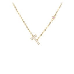 Pavé T Initial Necklace with Satellite Gemstone