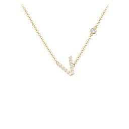 Pavé V Initial Necklace with Satellite Gemstone