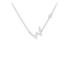 Pavé W Initial Necklace with Satellite Gemstone