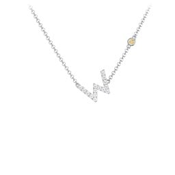 Pavé W Initial Necklace with Satellite Gemstone