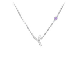 Pavé Y Initial Necklace with Satellite Gemstone