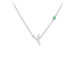 Pavé Y Initial Necklace with Satellite Gemstone