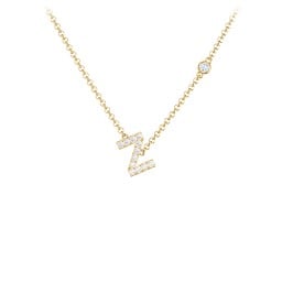Pavé Z Initial Necklace with Satellite Gemstone