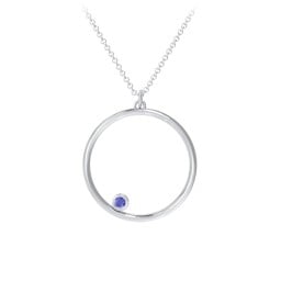 Open Circle Necklace with 1 Birthstone