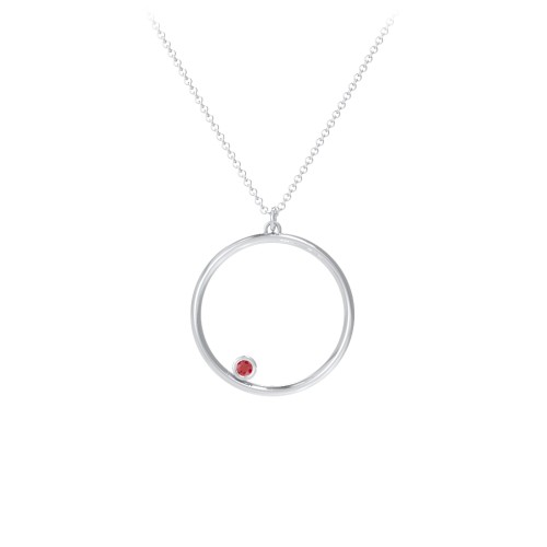 Open Circle Necklace with 1 Birthstone
