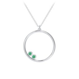 Open Circle Necklace with 2 Birthstones