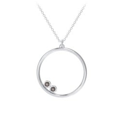 Open Circle Necklace with 2 Birthstones