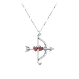 Cupid's Arrow Necklace in 925 Sterling Silver with Garnet