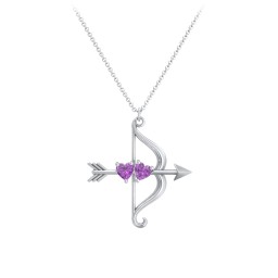 Cupid's Arrow Necklace in 925 Sterling Silver with Amethyst