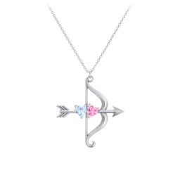 Cupid's Arrow Necklace in 925 Sterling Silver with Aquamarine and Pink Tourmaline