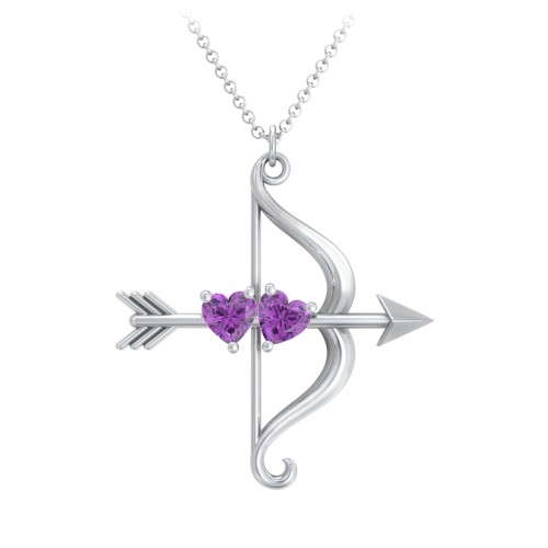 Cupid's Arrow Necklace – Sterling Silver with Amethyst