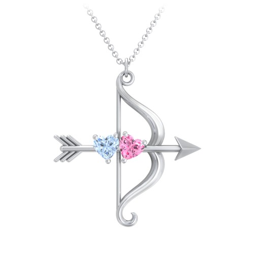 Cupid's Arrow Necklace – Sterling Silver with Aquamarine and Pink Tourmaline