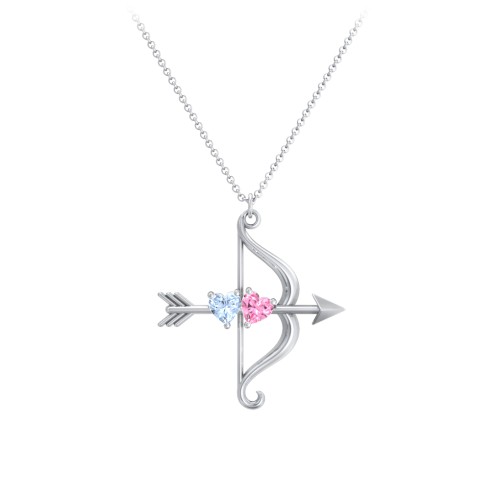 Cupid's Arrow Necklace – Sterling Silver with Aquamarine and Pink Tourmaline