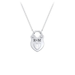 Engravable Love Lock Necklace in 925 Sterling Silver