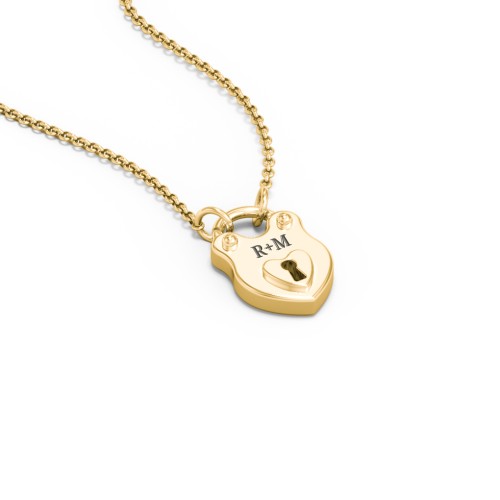 Engravable Love Lock Necklace – 9kt Yellow Gold