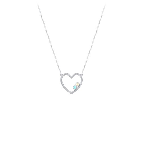 Open Heart Necklace with 1-3 Birthstones
