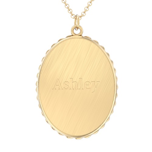 Engravable North Star Medallion Necklace with Accent Stone – 9kt Yellow Gold with Cubic Zirconia