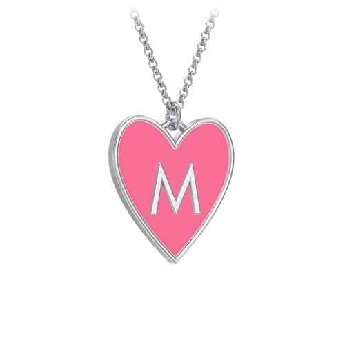 Engravable Initial Cold Enamel Heart Necklace – Sterling Silver