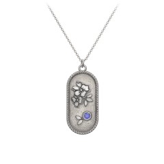 Engravable Forget-Me-Not Flower Medallion Necklace with Gemstone – 9kt Yellow Gold with Blue Sapphire