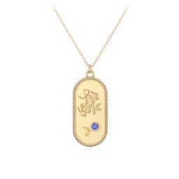 Engravable Forget-Me-Not Flower Medallion Necklace with Gemstone in 9K Solid Yellow Gold with Blue Sapphire