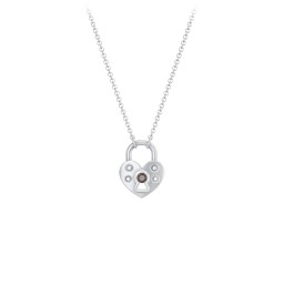 Heart Padlock Necklace with Gemstone Keyhole in 925 Sterling Silver with Smokey Quartz
