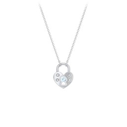 Heart Padlock Necklace with Gemstone Keyhole in 925 Sterling Silver with Blue Topaz