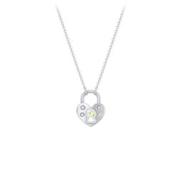 Heart Padlock Necklace with Gemstone Keyhole in 925 Sterling Silver with Peridot
