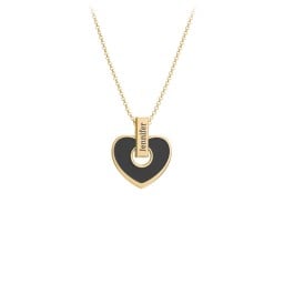 Engravable Black Cold Enamel Heart Pendant