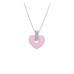 Engravable Pink Cold Enamel Heart Pendant