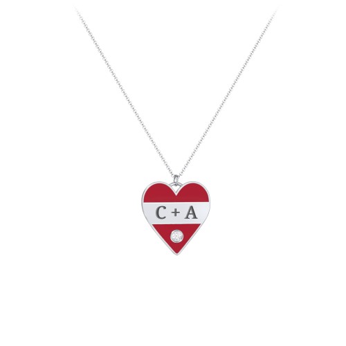 Engravable Cold Enamel Heart Necklace with Gemstone