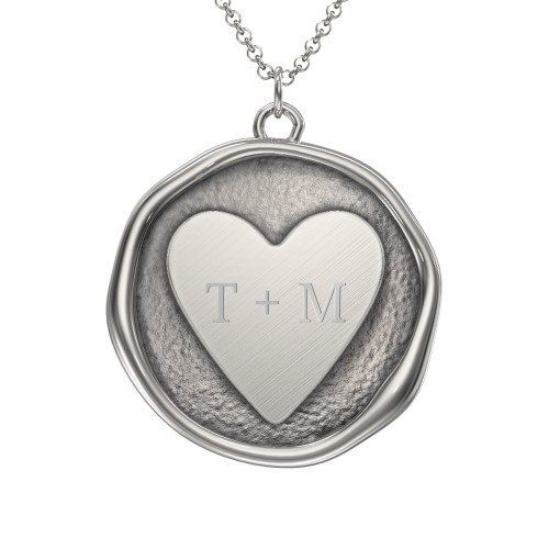 Engravable Heart Wax Seal Medallion Necklace