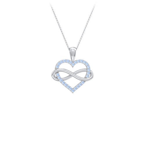Infinity Wrapped Pave Heart Pendant – Sterling Silver with Fancy Blue Premium Zirconia