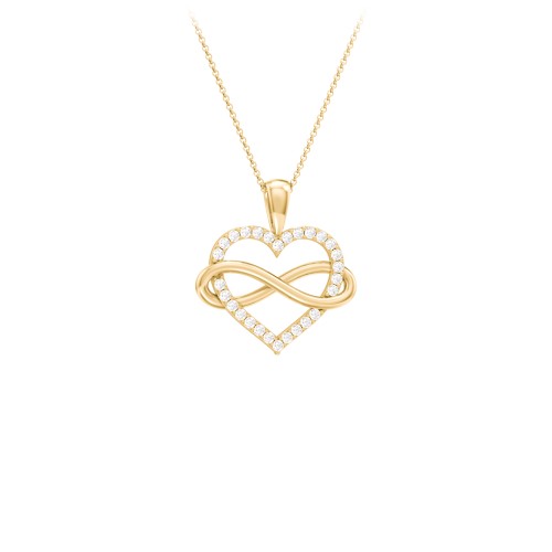 Infinity Wrapped Pave Heart Pendant – 9kt Yellow Gold with White Premium Zirconia