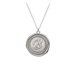 Initial Medallion Necklace - B in 925 Sterling Silver