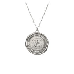 Initial Medallion Necklace - E in 925 Sterling Silver