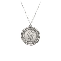 Initial Medallion Necklace - G in 925 Sterling Silver