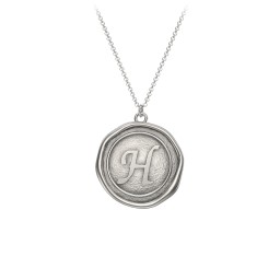 Initial Medallion Necklace - H in 925 Sterling Silver
