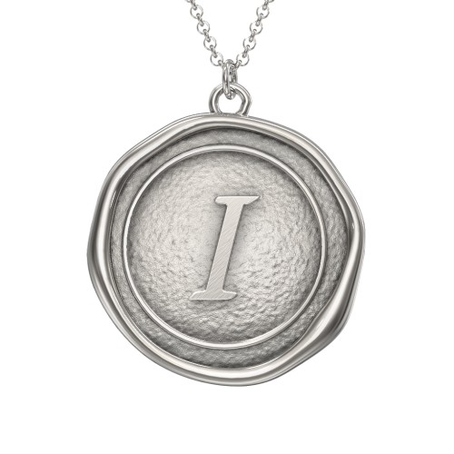 Initial Medallion Necklace - I – Sterling Silver