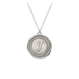 Initial Medallion Necklace - J in 925 Sterling Silver