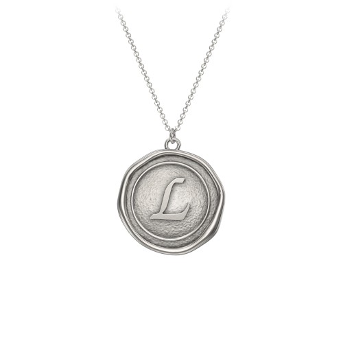 Initial Medallion Necklace - L – Sterling Silver