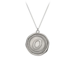 Initial Medallion Necklace - O in 925 Sterling Silver