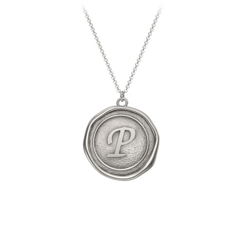 Initial Medallion Necklace - P – Sterling Silver