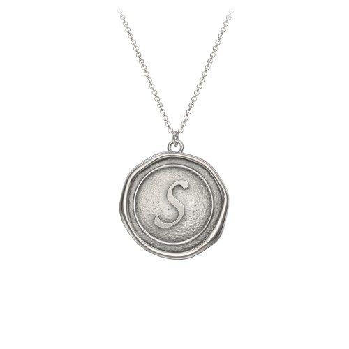 Initial Medallion Necklace - S – Sterling Silver
